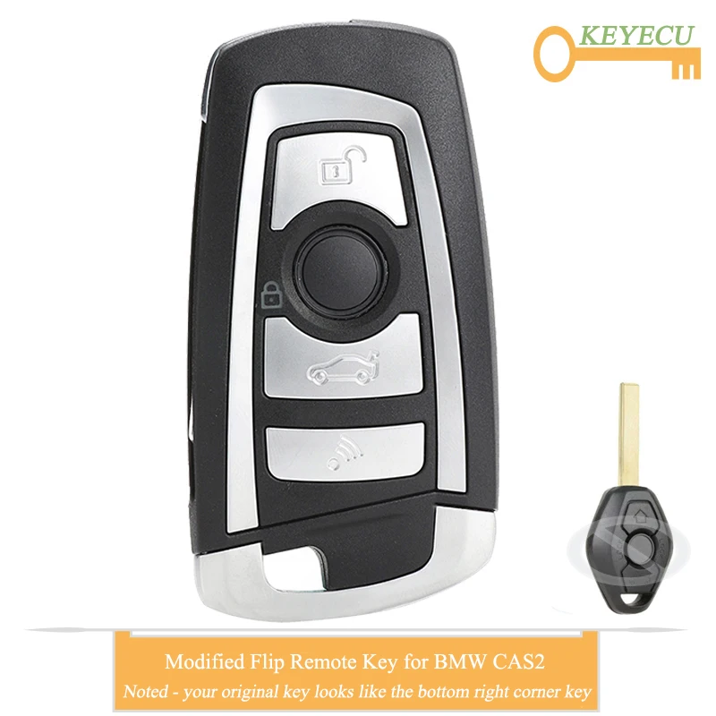 

KEYECU Modified Flip Remote Car Key for BMW CAS2 1 3 5 6 Series E93 E60 Z4 X5 X3, Fob 315MHz 433MHz 868MHz - PCF7946 Chip - HU92