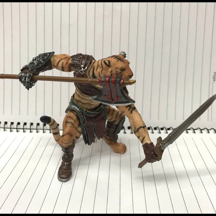 

pvc figure Simulation animal model dreamy mythology tiger warrior warrior hand doll
