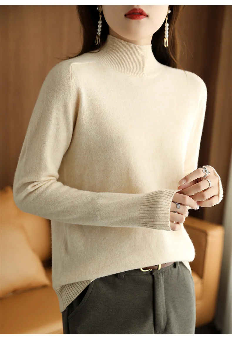 white sweater 2021 Autumn Winter Women Sweater Turtleneck Cashmere Sweater Women Knitted Pullover Fashion Keep Warm  Loose Tops green sweater