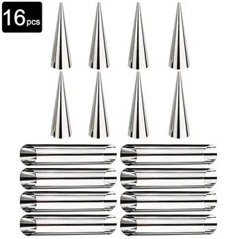 

16 Pcs Baking Cones Stainless Steel Spiral Croissant Tubes Horn Bread Pastry Making Cake Mold Baking Supplies Kitchen Tool