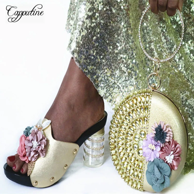 Capputine/туфли-лодочки со стразами в африканском стиле босоножки с сумочкой