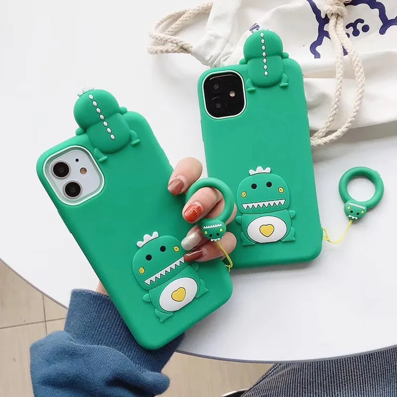 Для iphone 12 принт мульташной Минни 3D с милым динозавром + кольцо высокого качества
