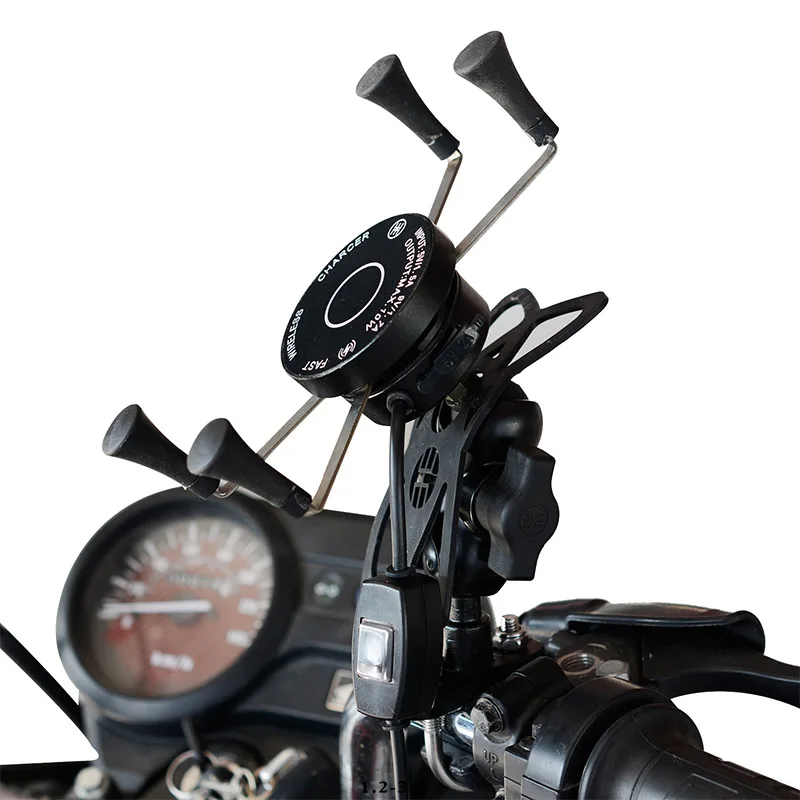 Мотоцикл X-Grip держатель для телефона USB зарядное устройство для мотоцикла Проводная зарядка Беспроводная зарядка 2 в 1 держатель для телефона с переключателем
