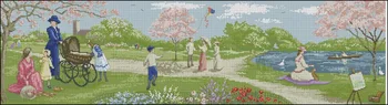 

Higher Cotton Top Quality popular counted cross stitch kit flying kites kiteflying outing spring excursion park garden walk