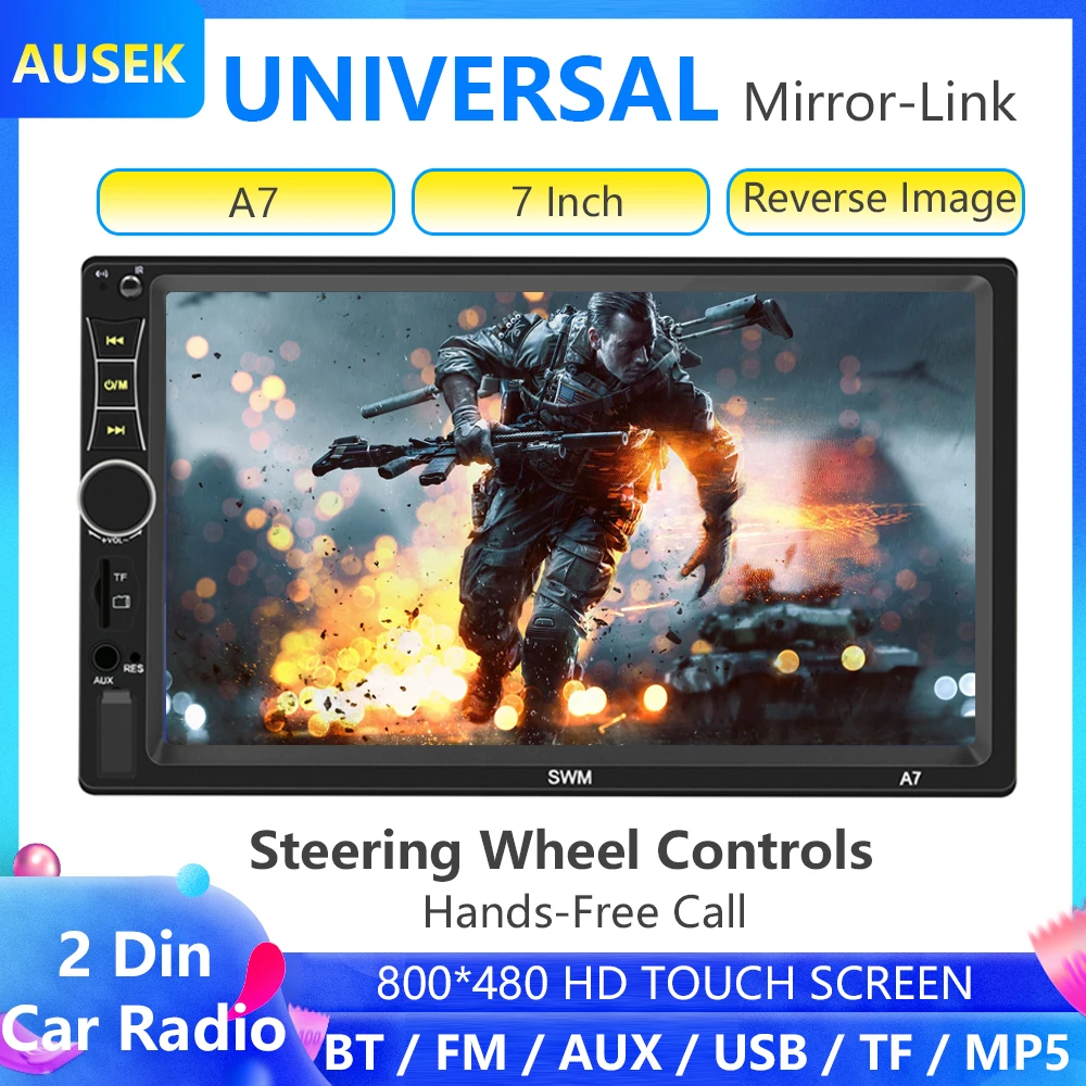 AUSEK 2 Din автомобильное радио 7 "сенсорный экран авто Bluetooth Мультимедиа MP5 плеер USB