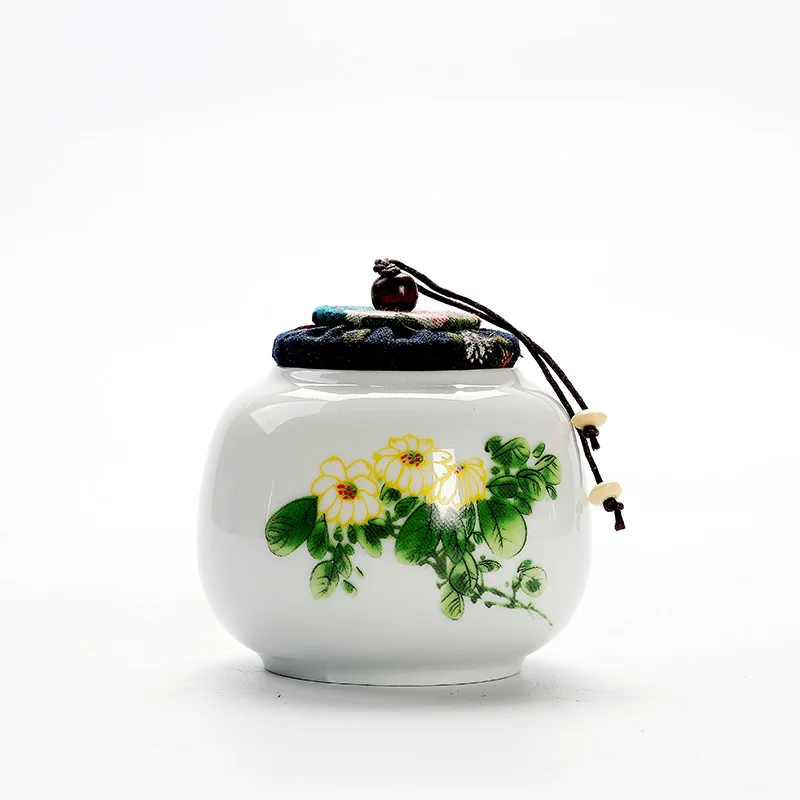 Небольшая емкость для хранения чая цветочный узор чайная коробка кухня конфеты коробка для кофе китайский керамический пуэр банка для чая декоративный кофе контейнер - Цвет: ruanmusaijuhua