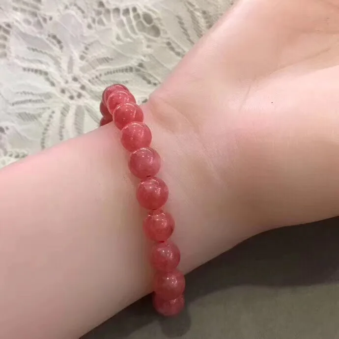 

Natural Ice-like Rhodochrosite Bracelets Crystal Clean Color Ruddy Simple Versatile Elegant And Generous Fresh
