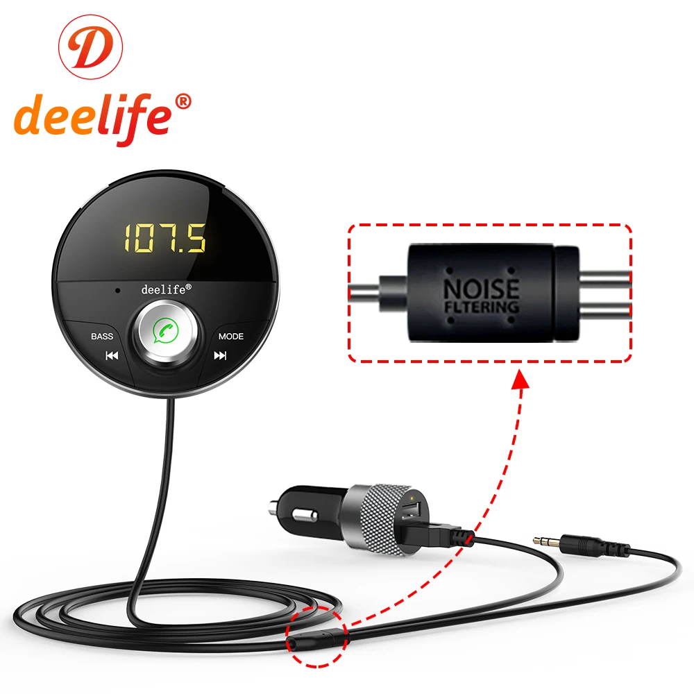 Deelife Fm Modulator Transmitter Car Mp3 Player 3.5mm Jack Aux Adapter 5.0 Audio Receiver Handsfree For Auto - Fm Transmitters - AliExpress