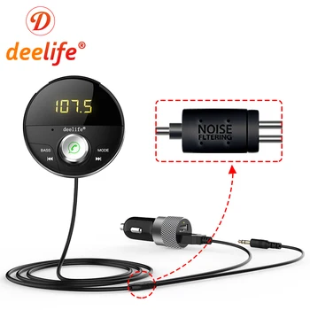 

Deelife FM Modulator Transmitter Bluetooth Car Mp3 Player 3.5mm Jack AUX Adapter BT 5.0 Audio Receiver Handsfree Kit for Auto