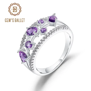 

GEM'S BALLET 925 Sterling Silver 0.54Ct Natural Amethyst Gemstone Ring Romantic Birthstone For Women Wedding Fine Jewelry