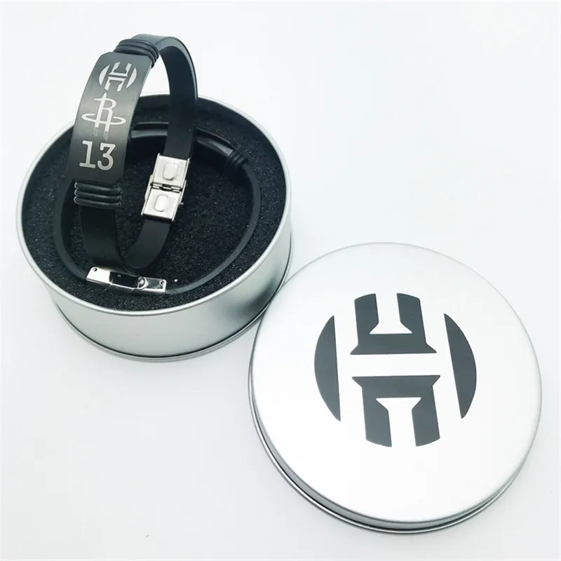 2 шт. хорошее качество нержавеющая сталь браслет силиконовый Олово box pack Баскетбол суперзвезда Подпись для Харден