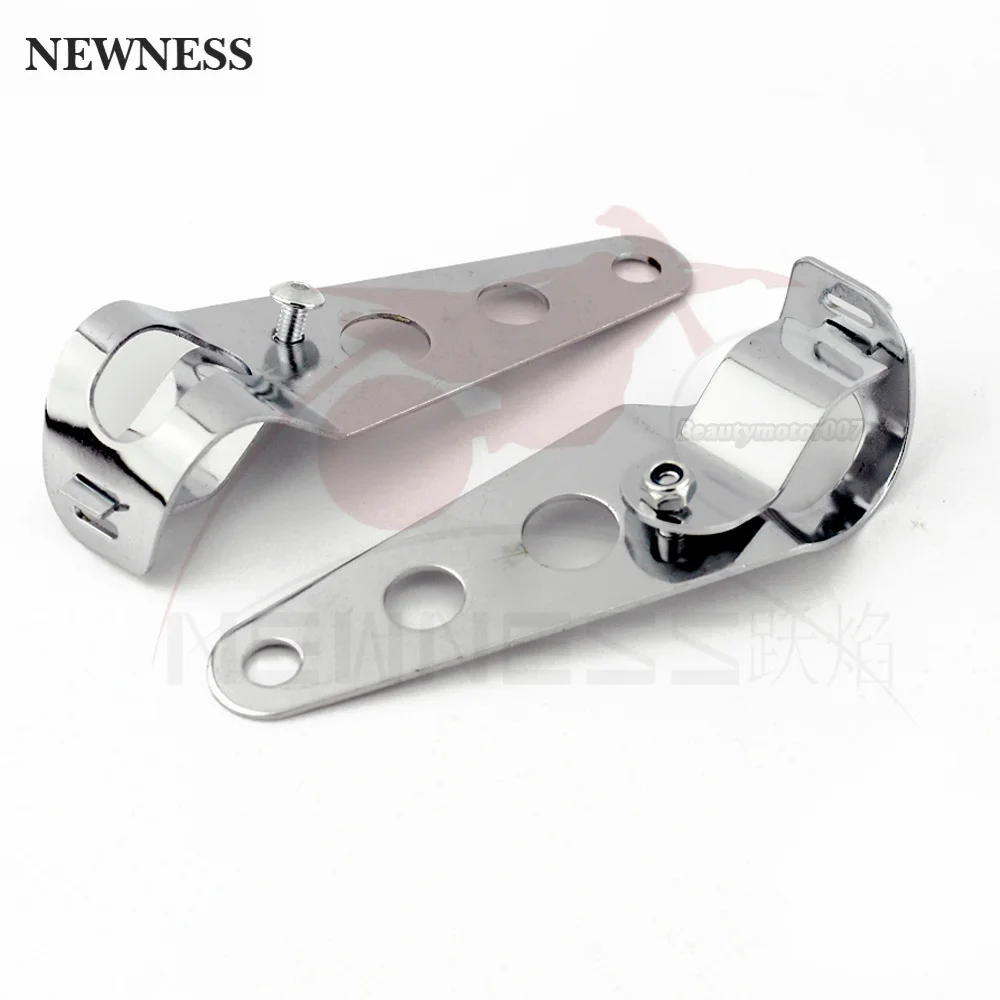 Chrome Headlight Bracket Adjustable Fork Mount Clamp For Motorcycle