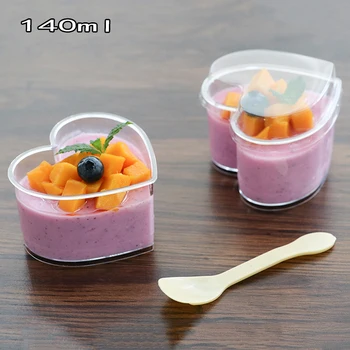 

50pcs Creative mousse cake cup 140ml pudding jelly yogurt dessert plastic cups diy accessories favors pastry clear cup with lid