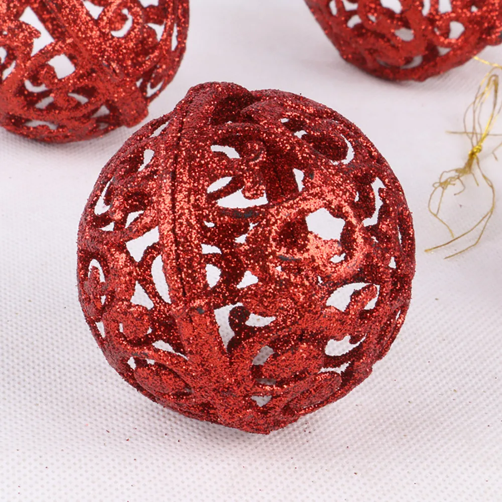 Рождественская елка декоративный шар украшения кулон 6 шт./упак. серебро выдалбливают рождественское декором в виде шариков, блесна для рождества дома S17
