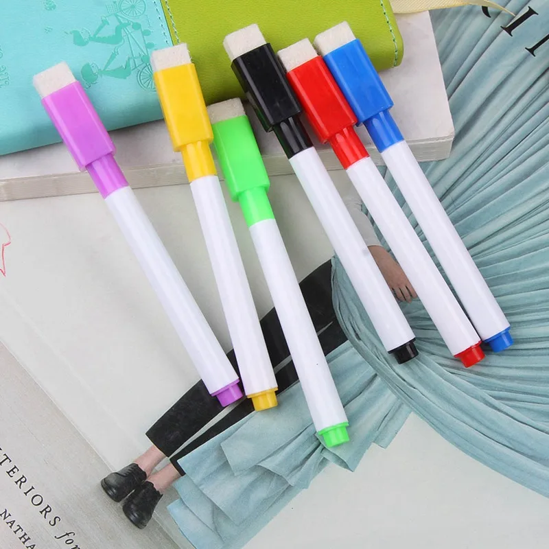 1PCS New Magnetic Whiteboard Pen Erasable Dry White Board Markers Magnet Built In Eraser Office School Supplies