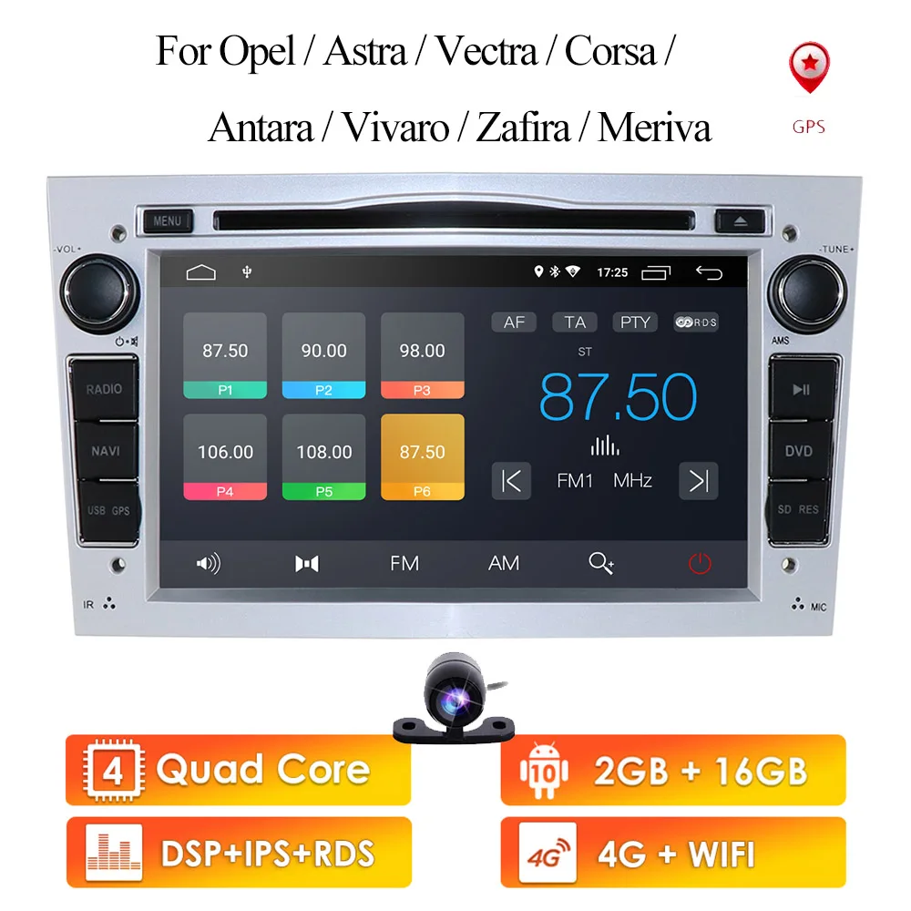 Автомобильный DVD-плеер IPS DSP 2 ГБ 16 Android 10 DIN GPS для opel Vauxhall Astra H G J Vectra Antara Zafira Corsa Vivaro