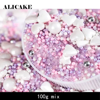 

100g Mix Edible Sprinkle For Cake Cupcake Lollipop Pearl Love Sugar Fondant Reposteria Food Coloring Party Bakeware Baking Tools