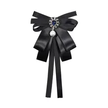 Женская ткань искусство жемчуг брошь-бант с кристаллами Броши Галстуки воротник цветок Мода ретро Личность креативный бант корсаж
