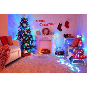 

Customize digital printing cloth 3D Xmas tree wall photo background family party portrait photography backdrops