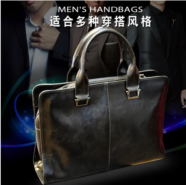 

Hand Men Cross Crossbody Bag Korean-style Briefcase Cowhide Document Computer Pu Going to Work chu cha bao