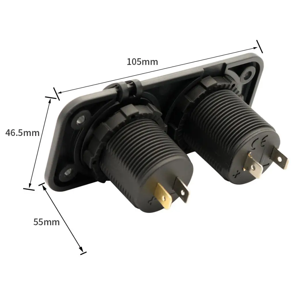 Car Motorcycle 12V-24V USB Charger Socket Panel for Boat / Marine / Mobile Phones, Red LED Lights