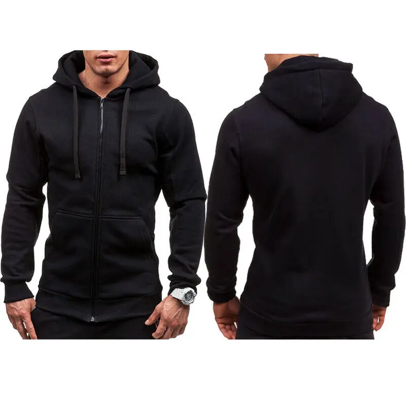 

Fashion Men Thick Zip-Up Hoodie Winter Warm Hooded Jacket Jumper Long Sleeve Pocket Fit Slim Men Solid Casual Sweatshirts 2019