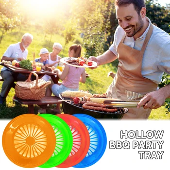 

New Plastic Hollow Tray Drain Colorful Multi-function For Home Outdoor Barbecue Party Dinner Food Dishes Service Drying Tools