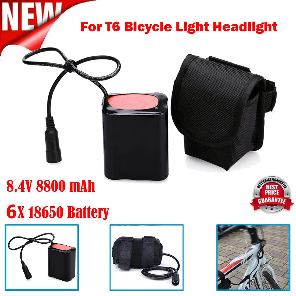 Прочный литиевый аккумулятор 8,4 v перезаряжаемый 8800mah 6x18650 Аккумулятор для T6 Велосипедный свет фары высокой емкости# P15