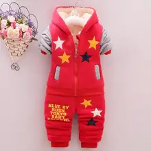 Новинка года; стильный зимний модный теплый повседневный спортивный костюм из 2 предметов с героями мультфильмов для маленьких мальчиков и девочек детский Рождественский Костюм