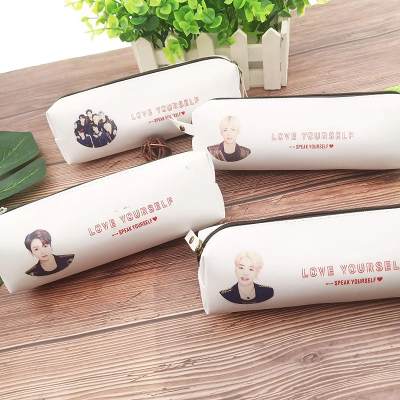 

Kpop bangtan boys Stationery Leather Pencil Case Private Photo Image LOVE YOURSELF Pencil Case For Women Men bangtan boys Fans