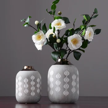

Simple Art Luxury Ceramic Vase Decoration Modern Home Large Simulation Flower Arrangement Container Home Decoration Accessories