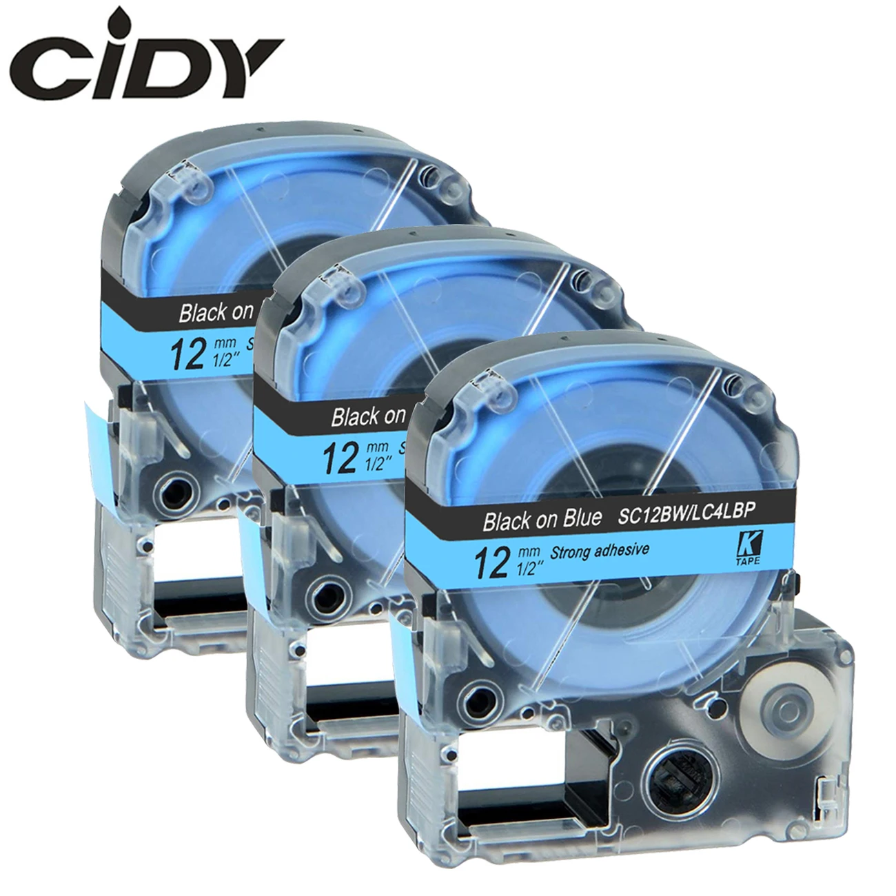 CIDY 3 шт совместимый 12 мм черный на голубом SC12BW LC-4LBP9 LC4LBP этикетка лента для KingJim/epson