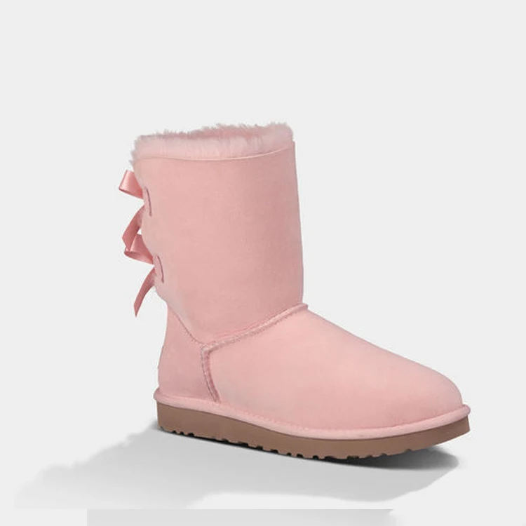 Pink Модные женские ботинки; теплые шерстяные зимние ботинки; зимние ботинки из овечьей кожи; высококачественные Нескользящие женские ботинки с натуральным мехом - Цвет: Pink