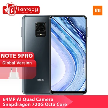 Global Version Xiaomi Redmi Note 9 Pro Smartphone 6GB 64GB Snapdragon 720G 64MP Quad Cams 5020mAh Mobile Phones 30W SuperCharge