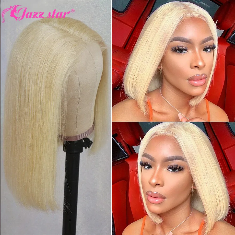 US $66.00 Brazilian Blonde Straight Bob Wig T Part Lace Wig 613 Short Bob Wig Lace Front Human Hair Wigs For Women Jazz Star NonRemy