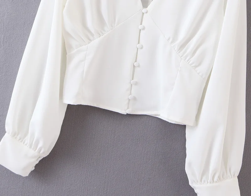 Ordifree лето осень уличная Женская белая блузка рубашка винтажная Сексуальная женская блузка Топ