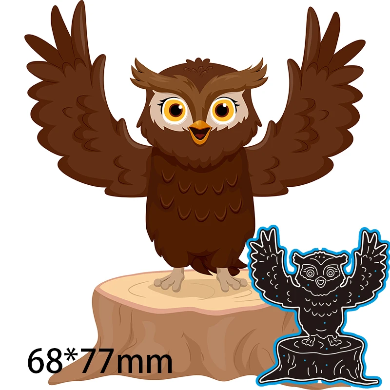 

68*77mm Owl Standing on Tree Stump Metal cutting Dies Craft Embossing Scrapbooking paper craft Greeting Card