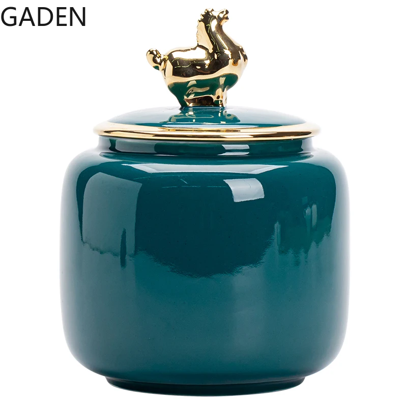 

Tea Cans Ceramic Airtight Cans Medium Pu'er Red and Green Tea Cans Creative Tea Warehouse Storage Tea Boxes Home Decoration