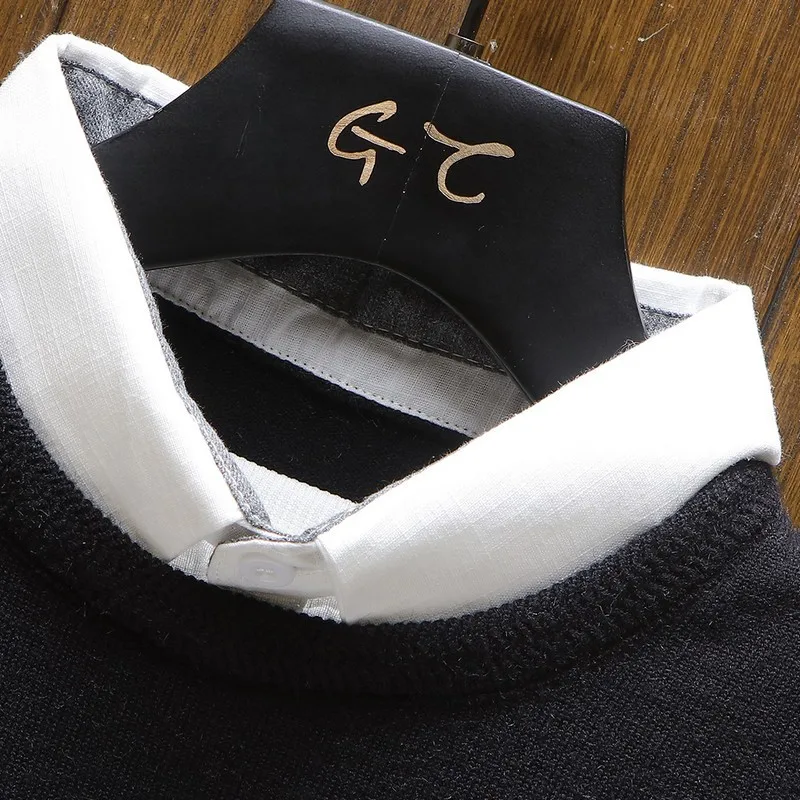 Shirt collar men's fake two-piece winter and winter new sweater base-shirt casual Korean slim-style sweater sweate