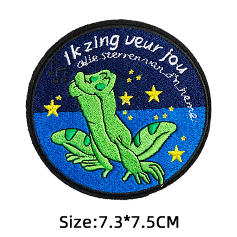 2021 Oeteldonk Emblem Frog Carnival for Netherland Emblems Full Embroidered Iron on Embroidery Patches for Clothing Applique F 