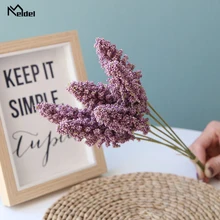 Meldel Handmade Flower DIY Bridal Bouquet Artificial Foam Vanilla Spike 6 Heads Flower Arrangement Wedding Supplies Grain Spike