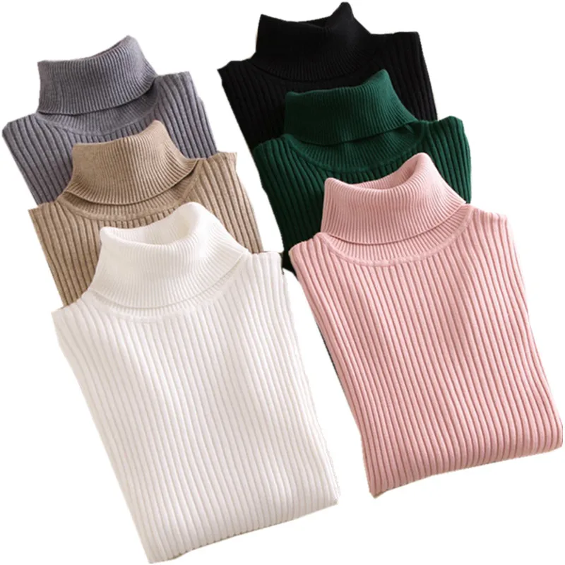 VK fashion 2021 Spring Summer women Knitted Turtleneck pull Sweater Casual Soft Jumper Fashion Slim Femme Elasticity Pullovers | Женская