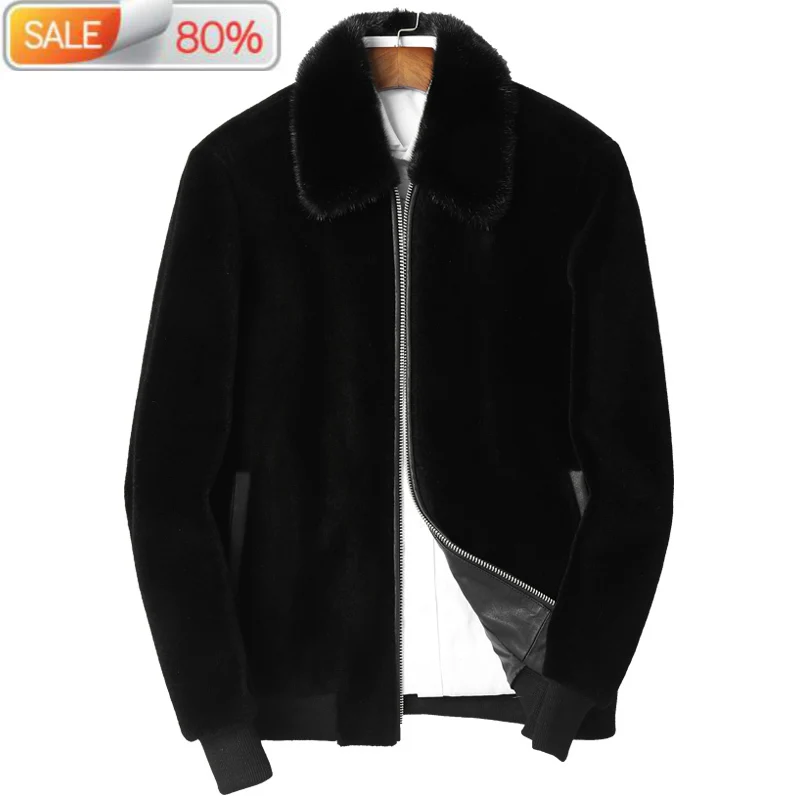 

Real Coat Autumn Winter 100% Wool Coats Men Sheep Shearling Fur Jacket Overcoat Parka P-MA32AC ZLA40