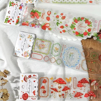 

Cute Mushroom Strawberry transparent Washi Tape Japanese PET Label Stickers Scrapbooking Adhesive Washitape Kawaii Stationary