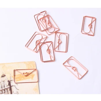 

20Pcs Cute Envelope Shaped Paper Clips Metal Note Clips for Bookmark Office School Notebook PR Sale