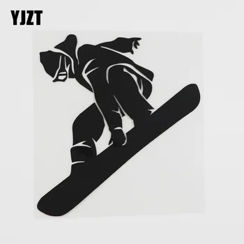 

YJZT 12.3CMX13.6CM Sport Snowboarder Winter Gift Decal Vinyl Car Sticker Black/Silver 8A-0359