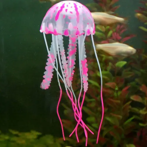 Pink Hot Sale Glowing Artificial Simulation Vivid Jellyfish Silicone Fish Tank Decor Aquarium Decoration Ornament - Цвет: Pink