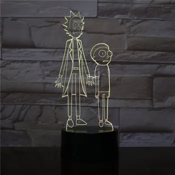 

3D LED Night Light Rick and Morty for Kids Bedroom Decorative Light Cool Baby Child Nightlight Gift Color Changing Room Lamp 3D