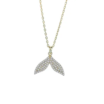 

S925 Sterling Silver Mermaid Tail Necklace Female Small Fresh Diamond Pendant Simple Net Red Forest Clavicle Chain