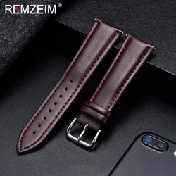 Elegant Calfskin Leather Watchband - Soft Business Strap Replacement - 22mm (Brown)